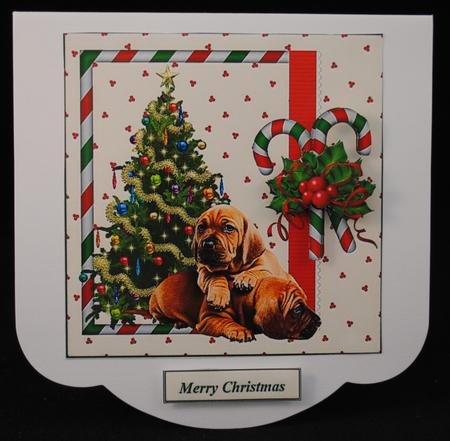 Puppies for Christmas Topper with Decoupage by Yvonne Middleton