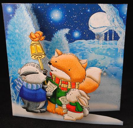 Foxes Carol Christmas Shaped Card Kit & Decoupage by Yvonne Middleton