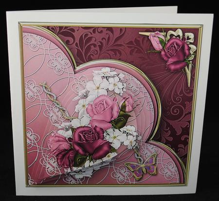 Pink Posy Teardrop Pyramid Card Mini Kit by Yvonne Middleton