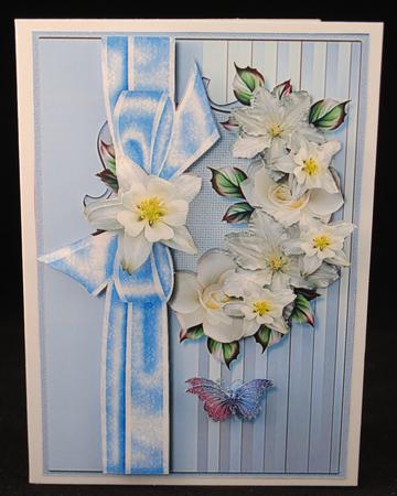 Classic White Roses & Bow by Yvonne Middleton