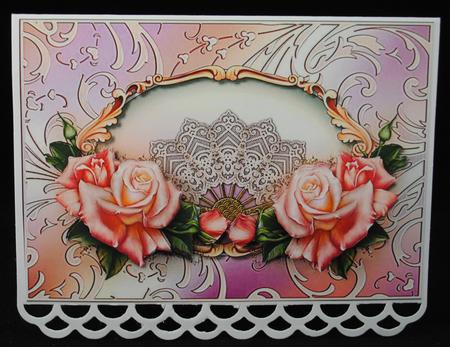 Lace Fan & Pink Roses by Yvonne Middleton