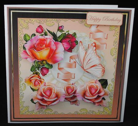 Butterfly and Roses Card with Decoupage by Yvonne Middleton