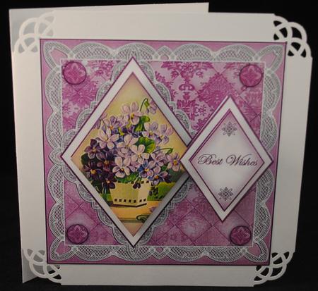 Lilac Flowers Best Wishes 7in Double Diamond Topper by Yvonne Middleton