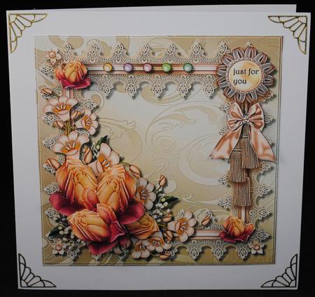 Delicate Roses in Lace Frame by Yvonne Middleton