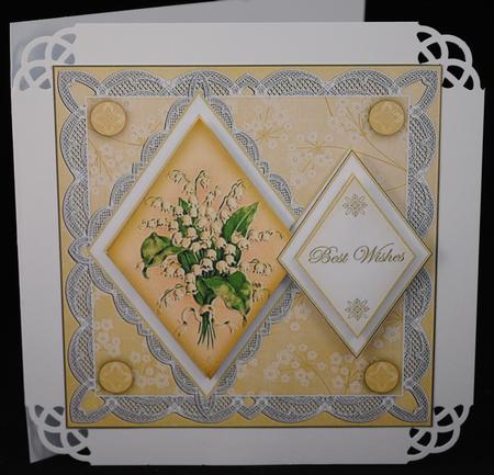 Lily of Valley Best Wishes 7in Double Diamond Topper by Yvonne Middleton