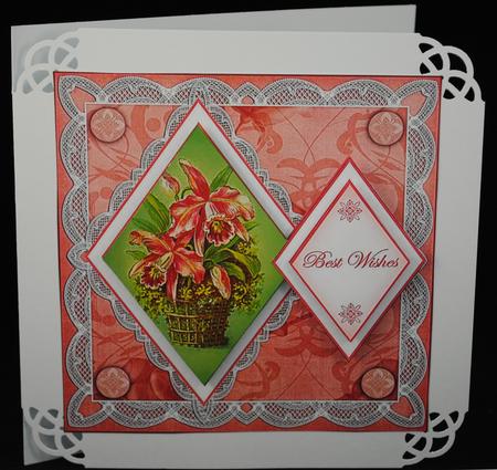 Lily Bouquet Best Wishes 7in Double Diamond Topper by Yvonne Middleton