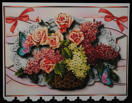 Beautiful Basket of Pink Lilac and Roses by Yvonne Middleton