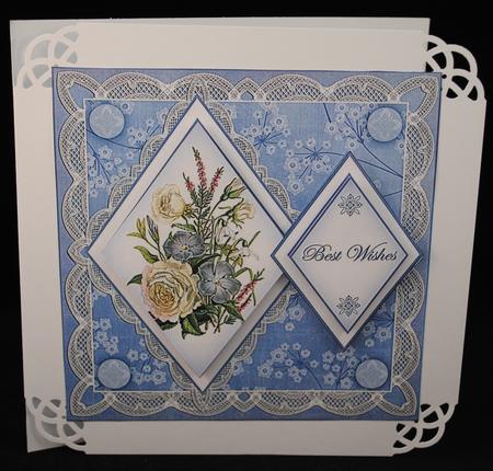 Blue Bouquet Best Wishes 7in Double Diamond Topper by Yvonne Middleton