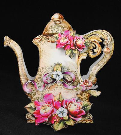 Beautiful Cream Vintage Teapot with Roses by Yvonne Middleton