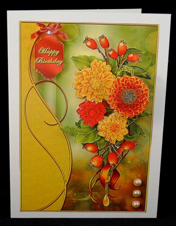 Warm Glow Bouquet with Side Border Card Front by Yvonne Middleton