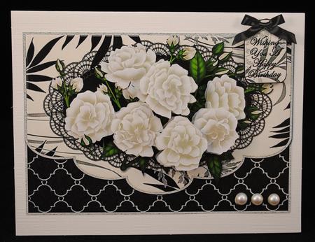 White Rose Bouquet Envelope Style Card Front by Yvonne Middleton