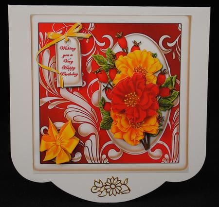 Red and Yellow Flowers Square Card Front by Yvonne Middleton