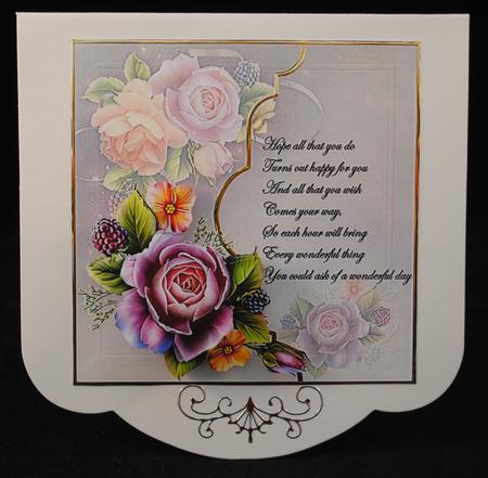 English Rose Bracket Card with Verse and Decoupage by Yvonne Middleton