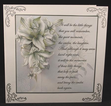 Sympathy Lilies Card with Decoupage and Verse by Yvonne Middleton