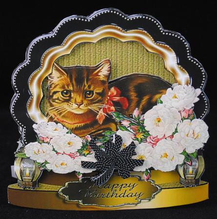 Moggy Birthday Shaped Card Plus Gift Card by Yvonne Middleton