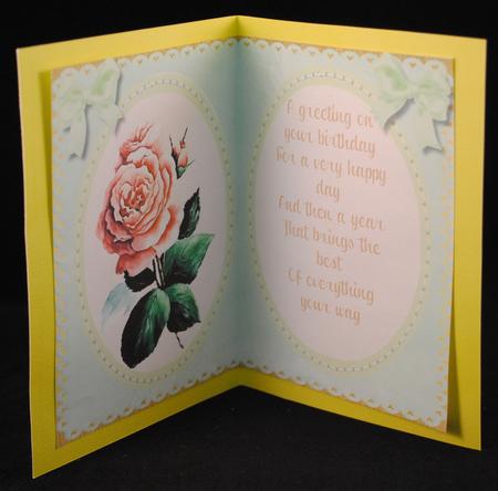 Incert ,green with Rose and Verse by Yvonne Middleton