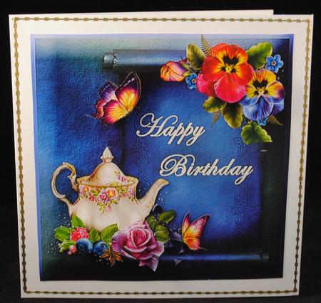Teatime with Pansies, Happy Birthday by Yvonne Middleton