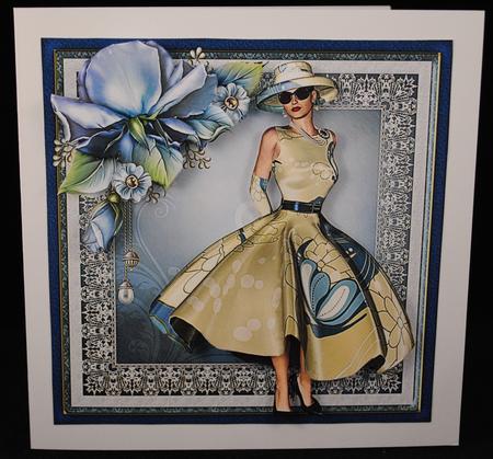 Elegant Lady with Blue Roses by Yvonne Middleton