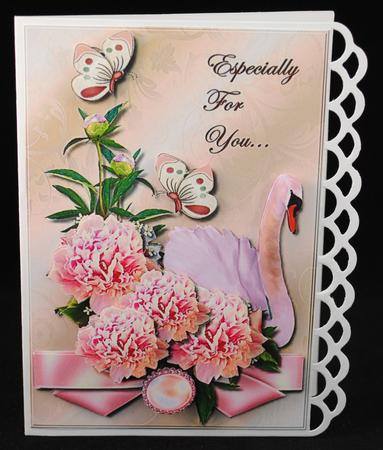 Romantic Swan & Pink Peonies by Yvonne Middleton