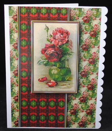 Vase of Red and Pink Roses Quick Card by Yvonne Middleton