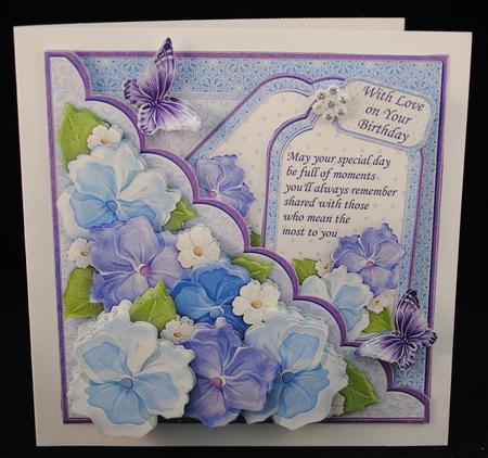 Square Scallop Pocket Purple Pansy Mini Kit & Decoupage by Yvonne Middleton