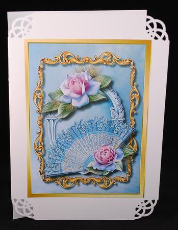 Beautiful Fillagree Fan and Pink Blush Roses by Yvonne Middleton