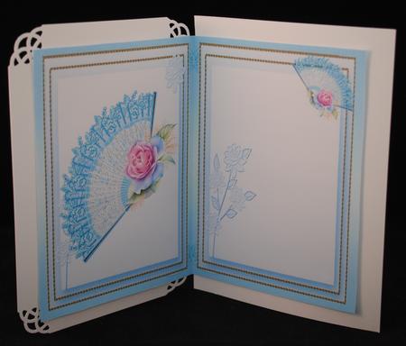 Incert with Aqua Filagree Fan and Roses  by Yvonne Middleton