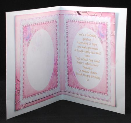 Birthday Incert Pink . with Verse by Yvonne Middleton
