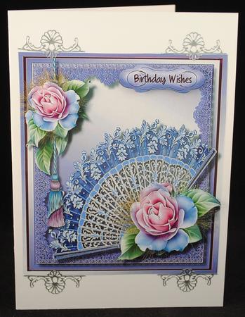 Beautiful Lilac Filigree Fan and Roses  by Yvonne Middleton