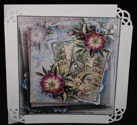 Across the Bridge Card with Decoupage and Sentiment Tags by Yvonne Middleton