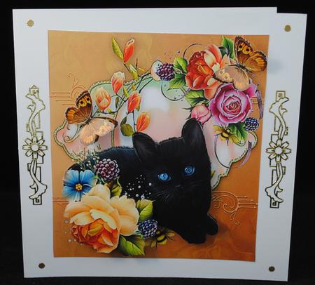 English Rose Kitty Topper with Decoupage by Yvonne Middleton