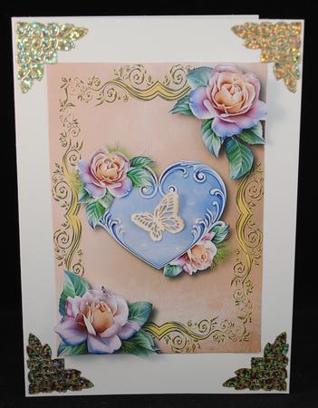 Pastel Peach Rose Heart A5 by Yvonne Middleton