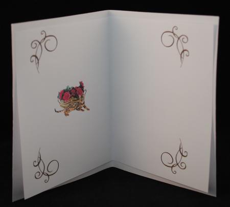 Bowl of Flowers with Cat Card Insert by Yvonne Middleton