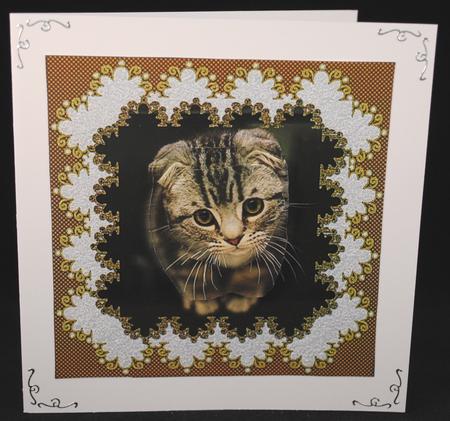 Kitten is Missing You Scalloped Pyramid Topper by Yvonne Middleton