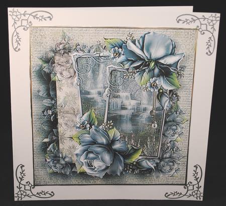 Waterfalls and Blue Rose Card with Decoupage by Yvonne Middleton
