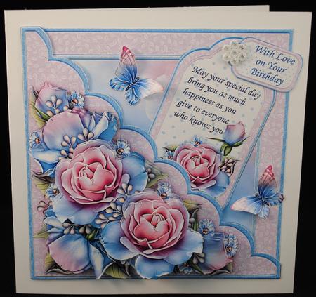 Square Scallop Pocket Delicate Roses Mini Kit & Decoupage by Yvonne Middleton