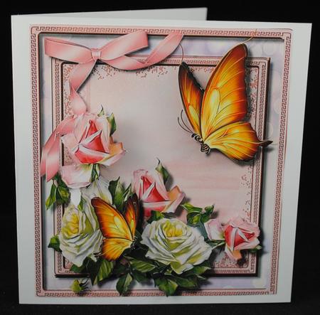 8x8 Mini Kit Beautiful Golden Butterfly's and Roses by Yvonne Middleton