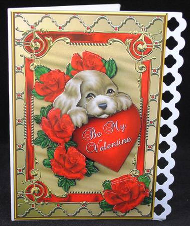 Be My Valentine Puppy Card Front by Yvonne Middleton