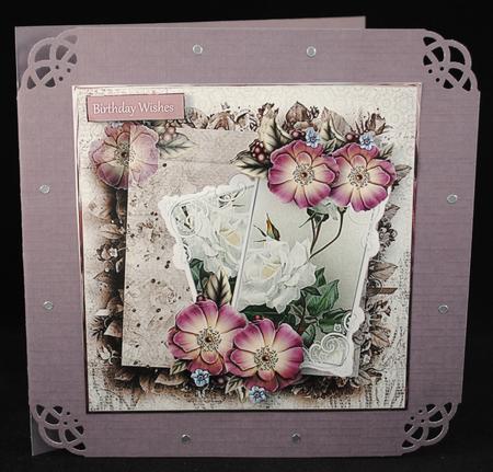 White Rose in Vintage Times Card by Yvonne Middleton