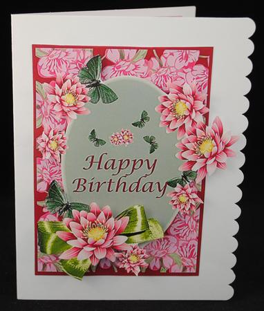 Flowers and Buttery Happy Birthday Decoupage Front by Yvonne Middleton