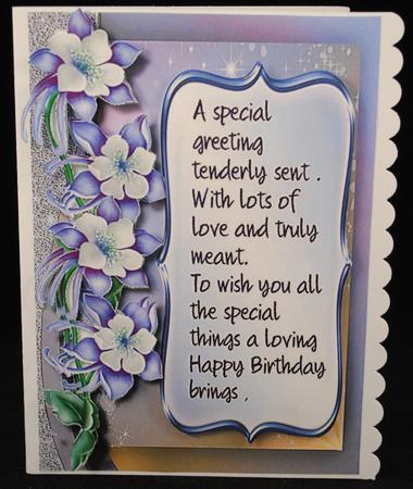 Beautiful Birthday Greetings with Verse . by Yvonne Middleton