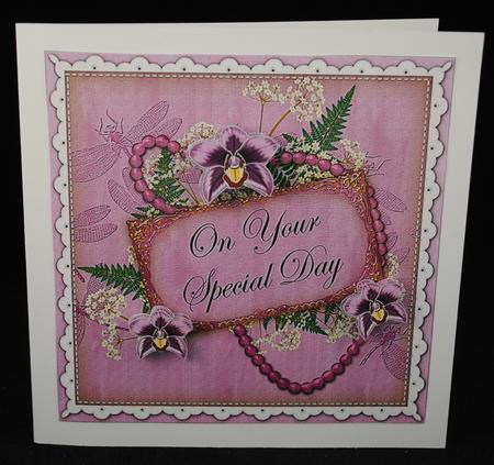 Lilac Orchids Special Day 8in Vintage Decoupage Topper by Yvonne Middleton