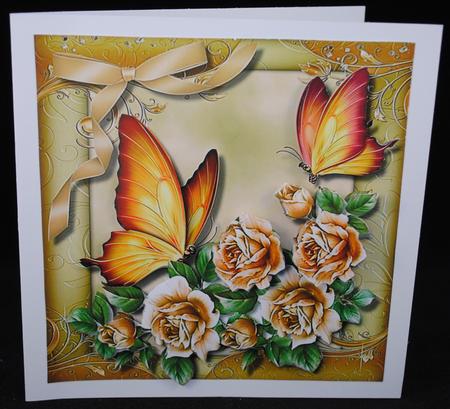 8x8 Mini Kit Beautiful Golden Butterfly's and Roses by Yvonne Middleton