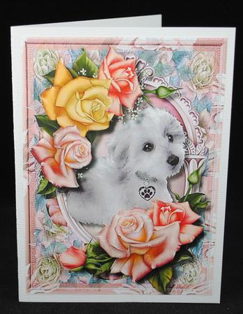 Beautiful Pup Among the Roses by Yvonne Middleton