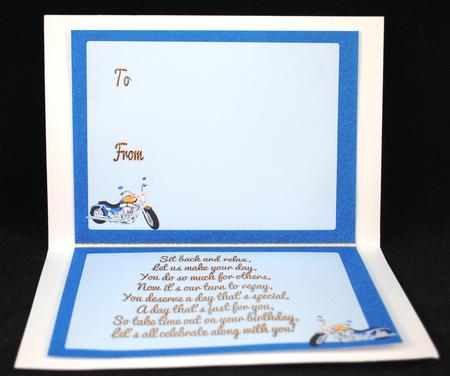 Insert for Male - Bike Theme by Yvonne Middleton