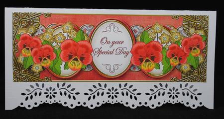 Dark Red Pansy Special Day Large Dl Decoupage Topper by Yvonne Middleton