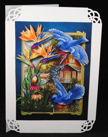Beautiful Bird of Paradise Flower and Blue Birds by Yvonne Middleton