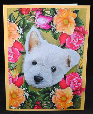 Gorgeous Westie in Bed of Flowers by Yvonne Middleton
