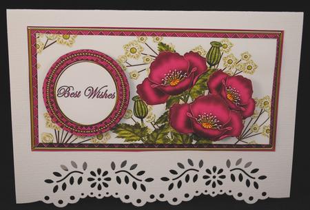 Cerise Poppy Best Wishes Dl Decoupage Topper by Yvonne Middleton