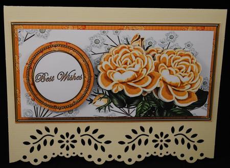 Peach Roses Best Wishes Dl Decoupage Topper by Yvonne Middleton